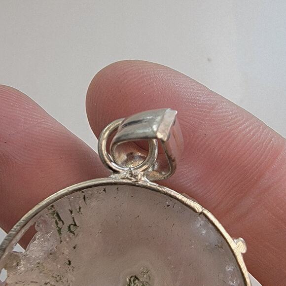 Necklace Pendants Triple Stalactite Slice Handmade Jewelry in Sterling Silver - Picture 5 of 10